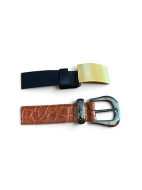 Women's Jaeger Brown Leather and Jaeger Black Silk/Viscose/Leather Belts
